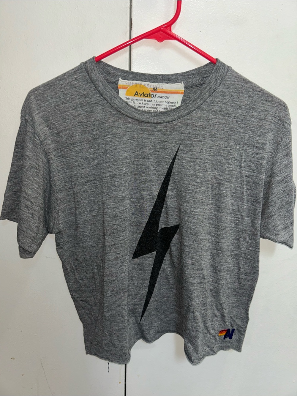 Aviator Nation Kids Gray Tee with Black Lightning Graphic